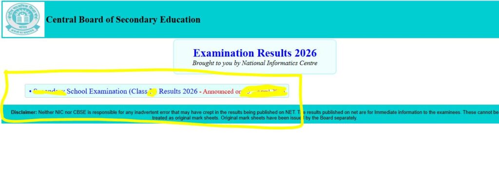 CBSE Board 12th Result 2026 Result Link Page