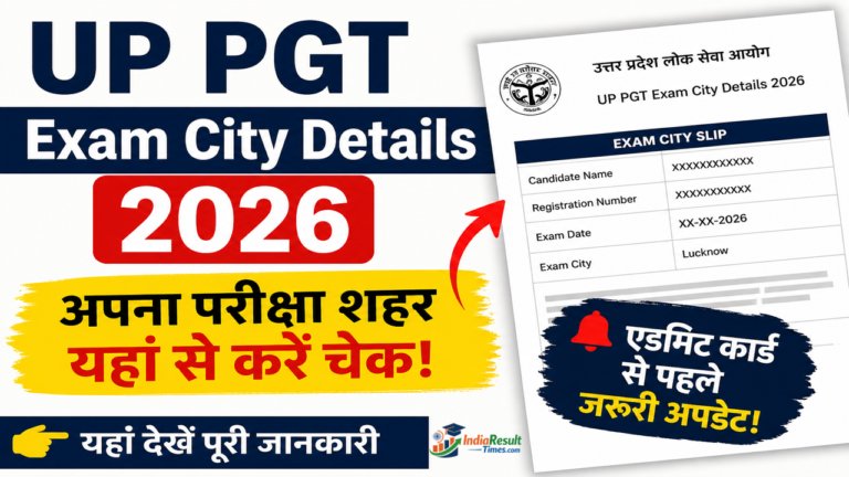 UP PGT Exam City Details 2026